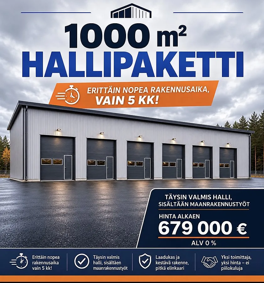 1000m2 Hallipaketti